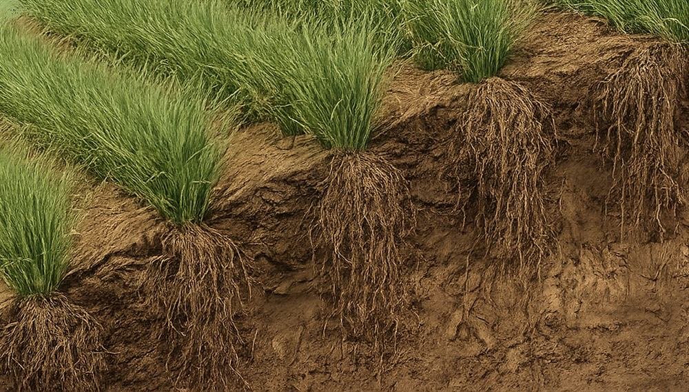 Sistema de vetiver en hileras
